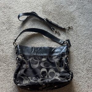 Coach Black and Gray Signature Shoulder Bag